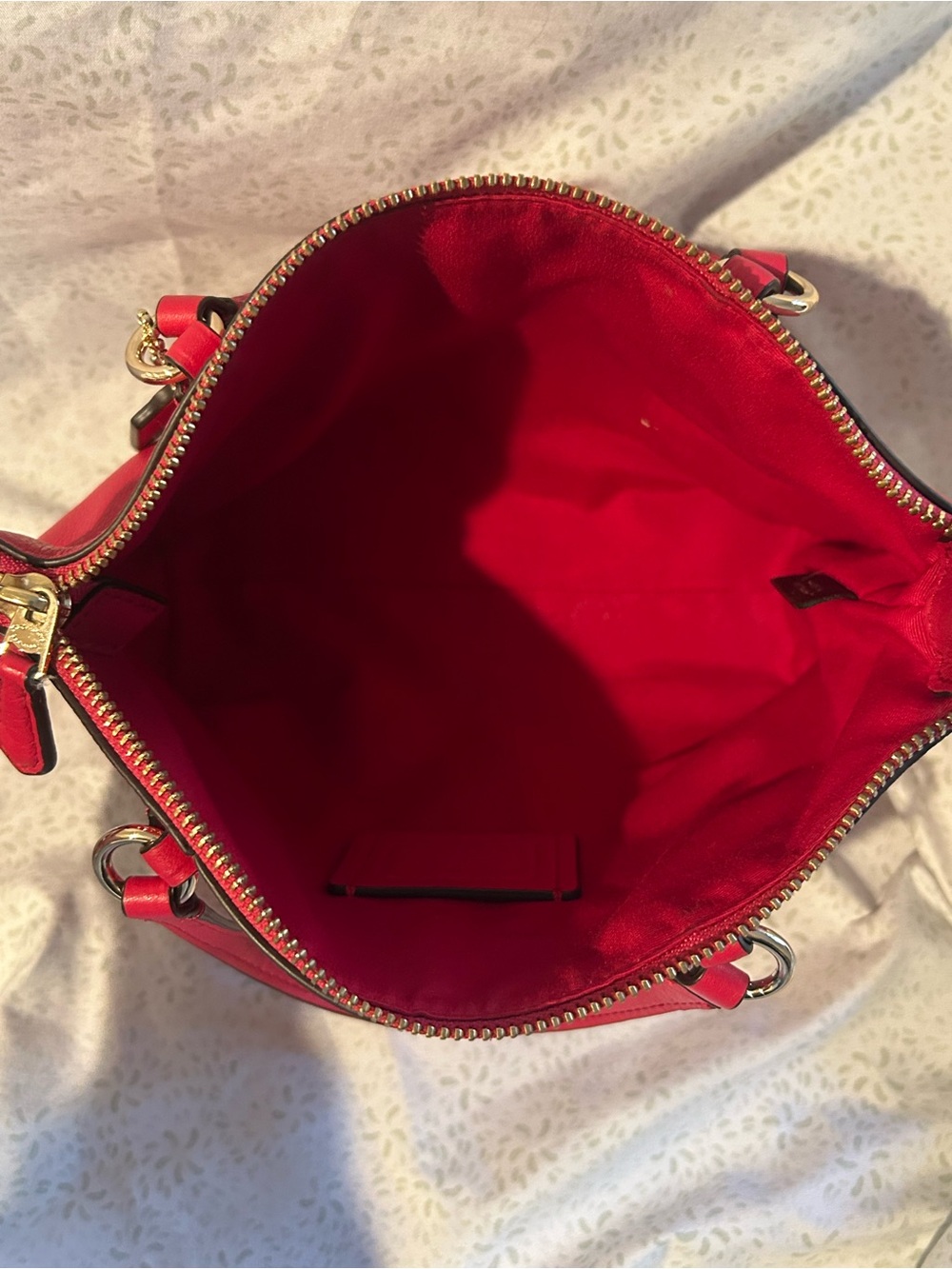 Coach Bright Red Pebbled Leather Shoulder Tote - Picture 4 of 10